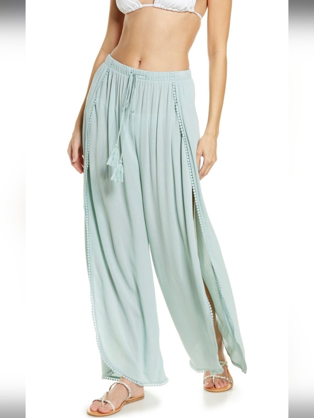 Olive Green Chelsea 28 Ana Smocked Split Leg Pants
